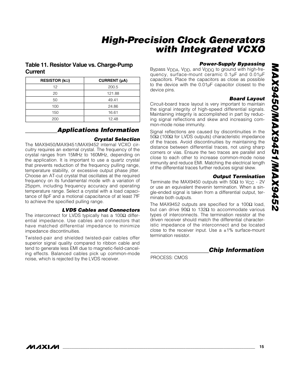 Applications information, Chip information | Rainbow Electronics MAX9452 User Manual | Page 15 / 16