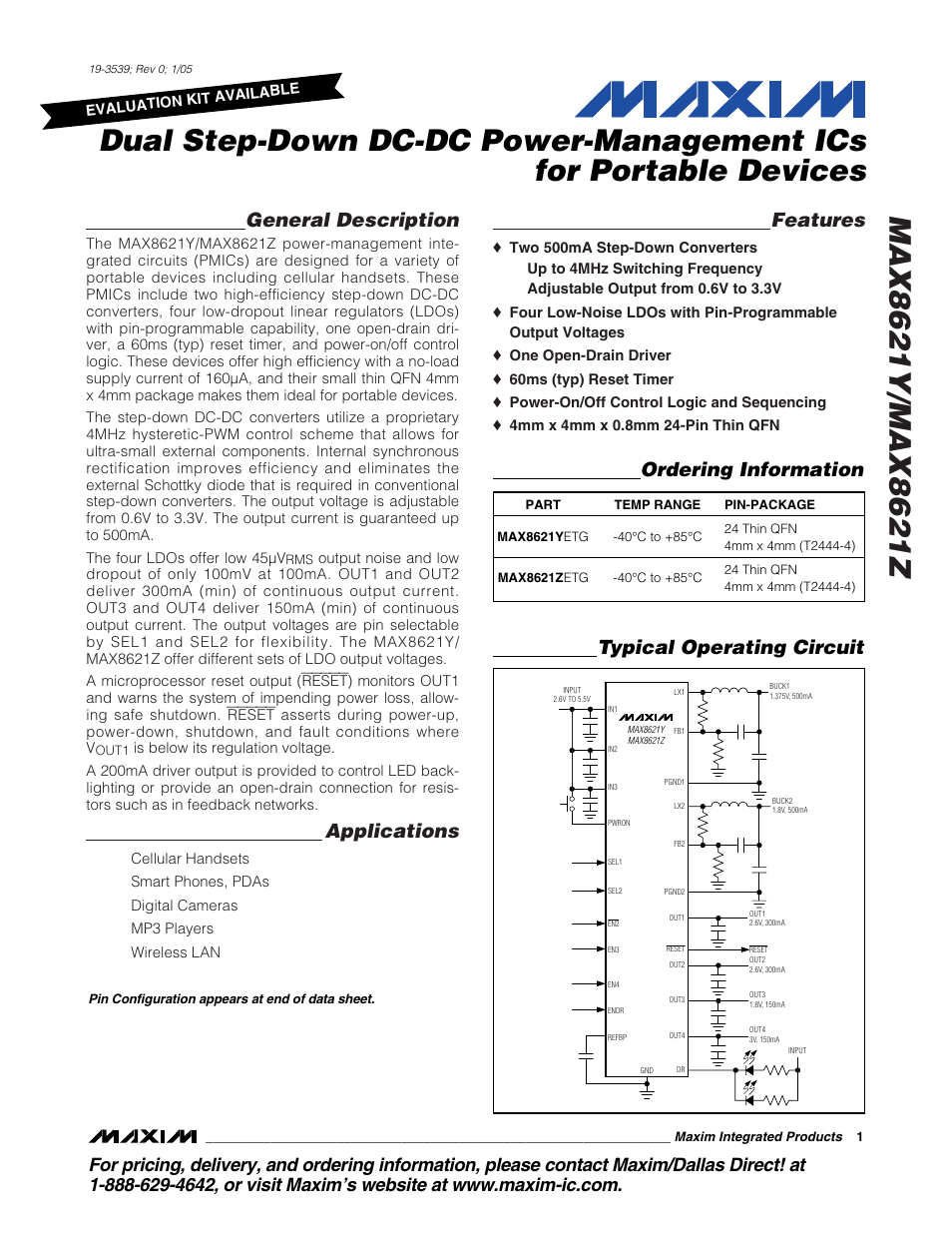 Rainbow Electronics MAX8621Z User Manual | 18 pages