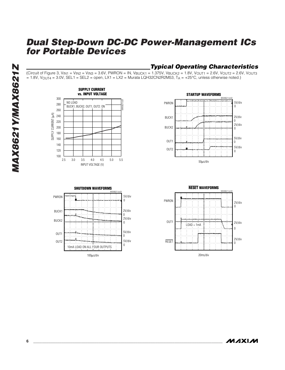 Typical operating characteristics | Rainbow Electronics MAX8621Z User Manual | Page 6 / 18