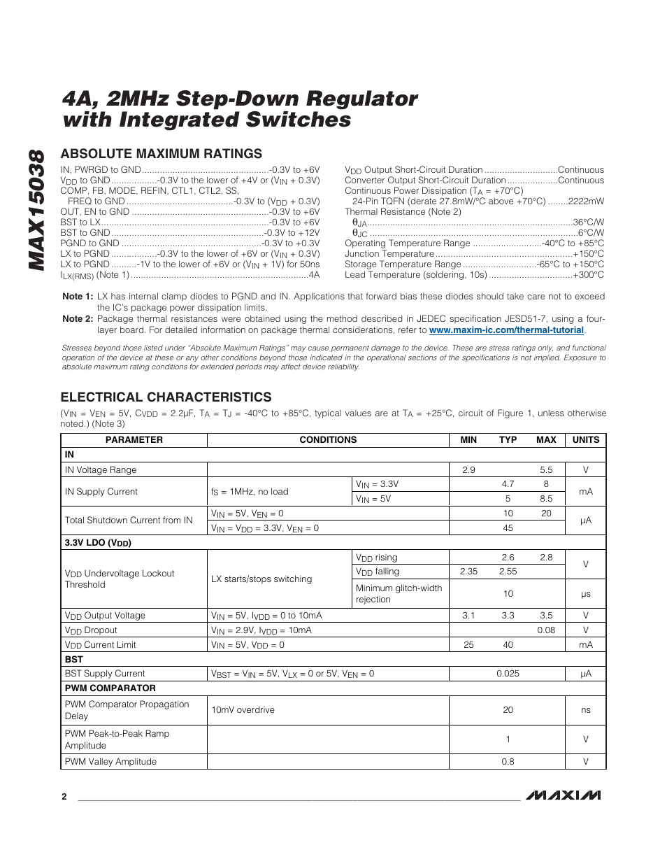 Rainbow Electronics MAX15038 User Manual | Page 2 / 18