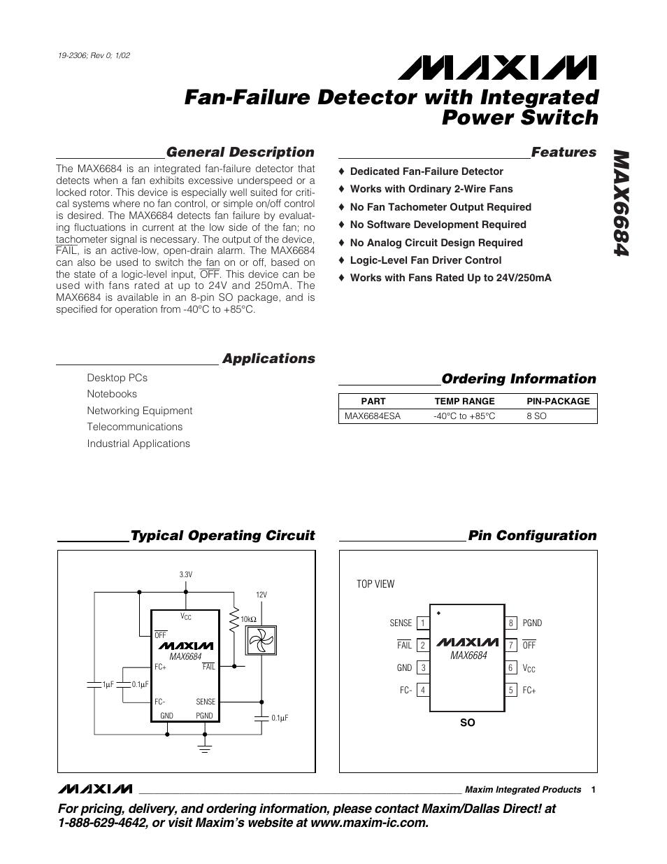 Rainbow Electronics MAX6684 User Manual | 7 pages