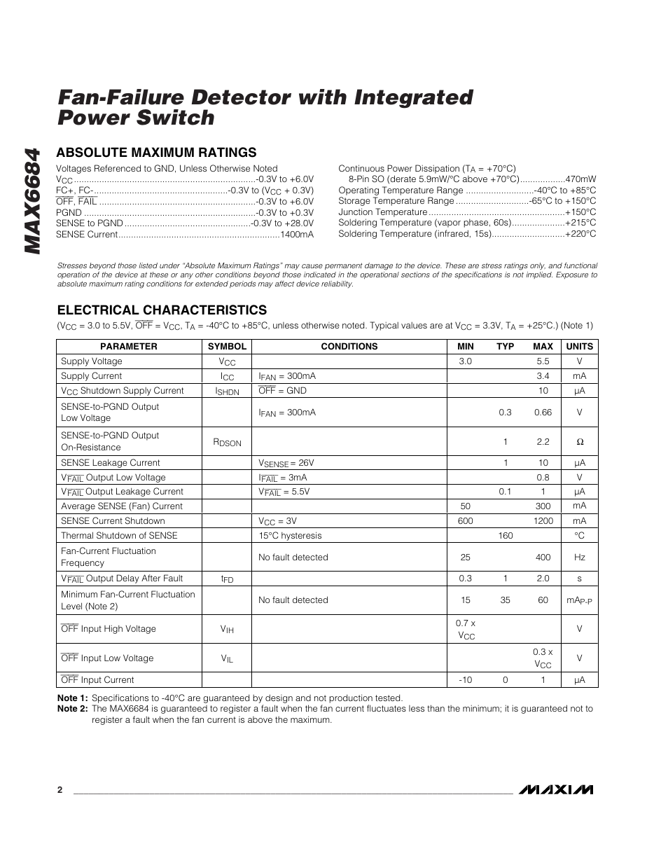 Rainbow Electronics MAX6684 User Manual | Page 2 / 7