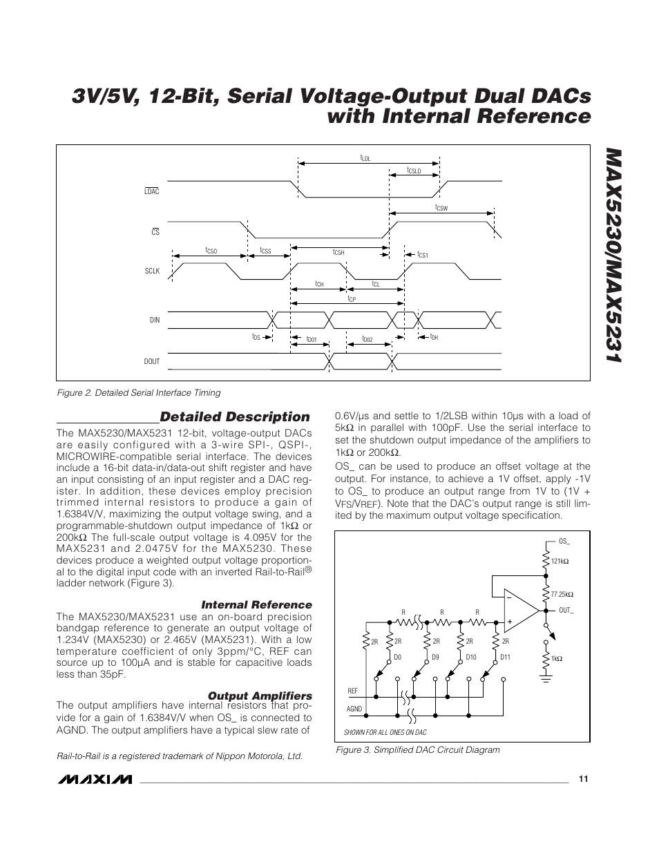 Detailed description, Internal reference, Output amplifiers | Rainbow Electronics MAX5231 User Manual | Page 11 / 18