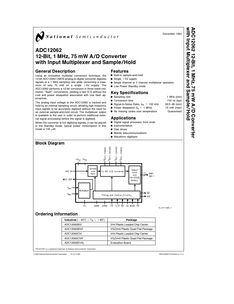 Rainbow Electronics ADC12062 User Manual | 20 pages