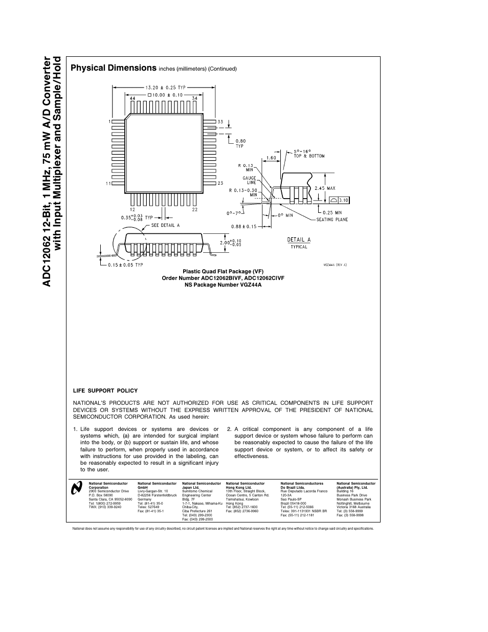 Physical dimensions | Rainbow Electronics ADC12062 User Manual | Page 20 / 20