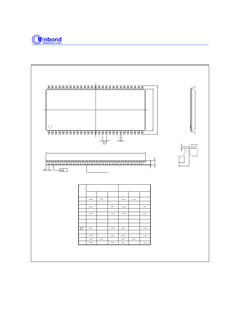 Package dimension | Rainbow Electronics W9825G6CH User Manual | Page 42 / 43