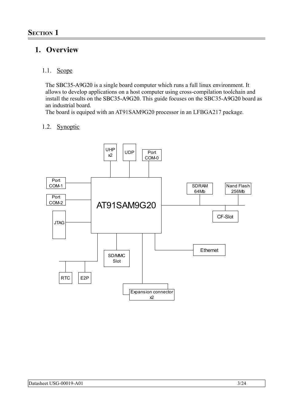 Section 1, Overview, Scope | Synoptic | Rainbow Electronics SBC35-A9G20-C11 User Manual | Page 3 / 24