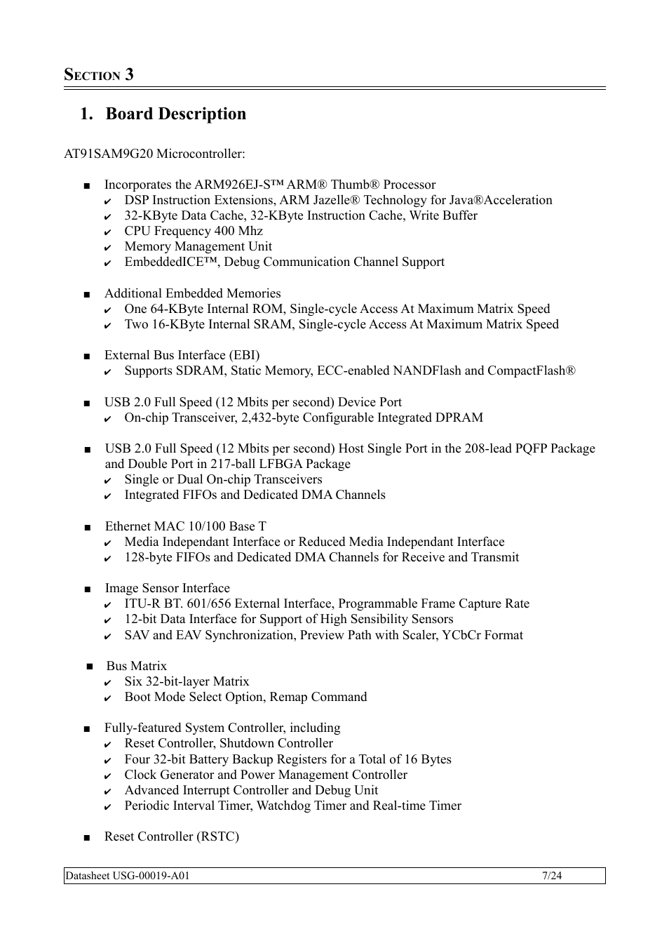 Section 3, Board description | Rainbow Electronics SBC35-A9G20-C11 User Manual | Page 7 / 24