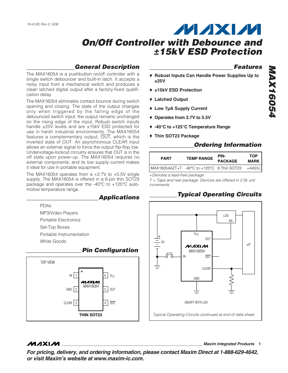 Rainbow Electronics MAX16054 User Manual | 9 pages