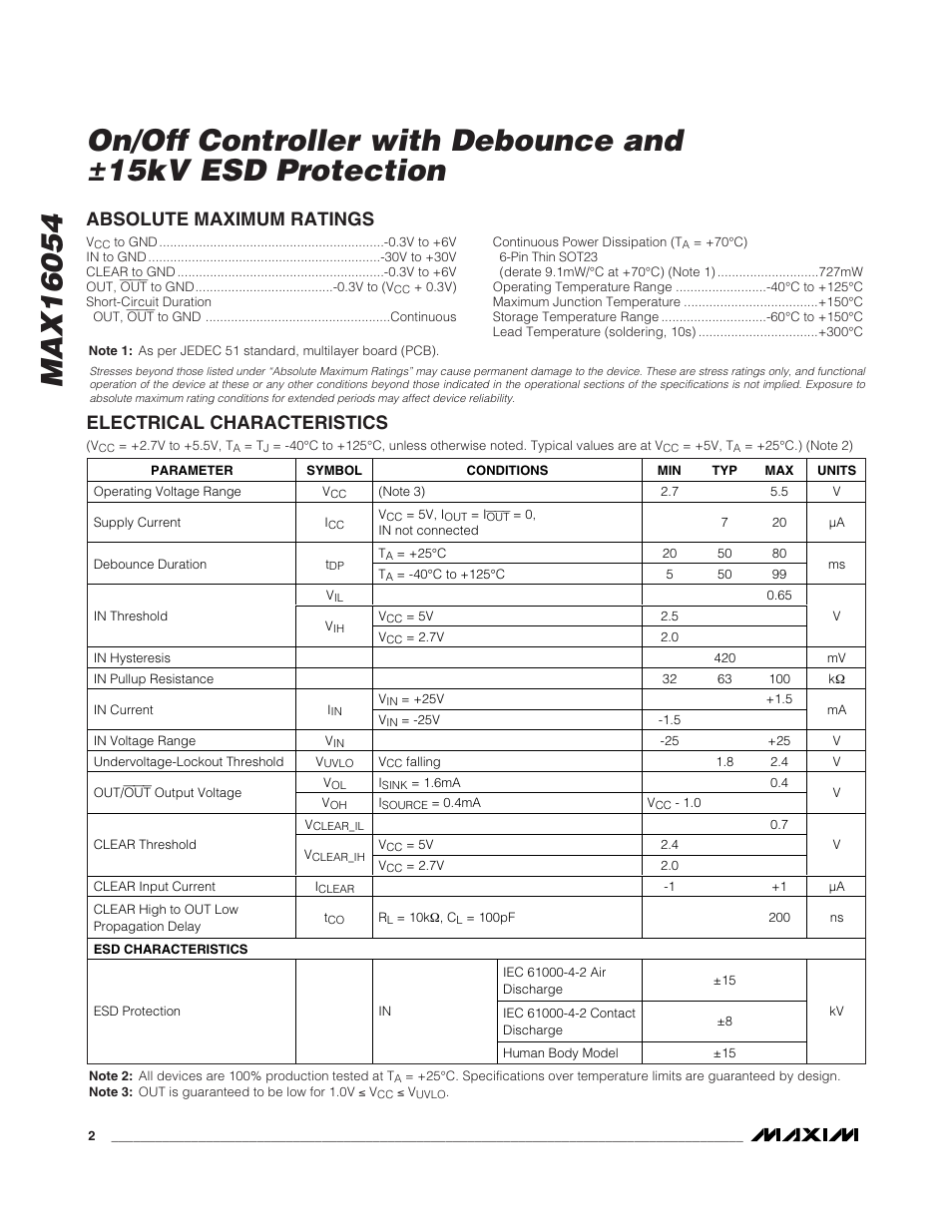 Rainbow Electronics MAX16054 User Manual | Page 2 / 9