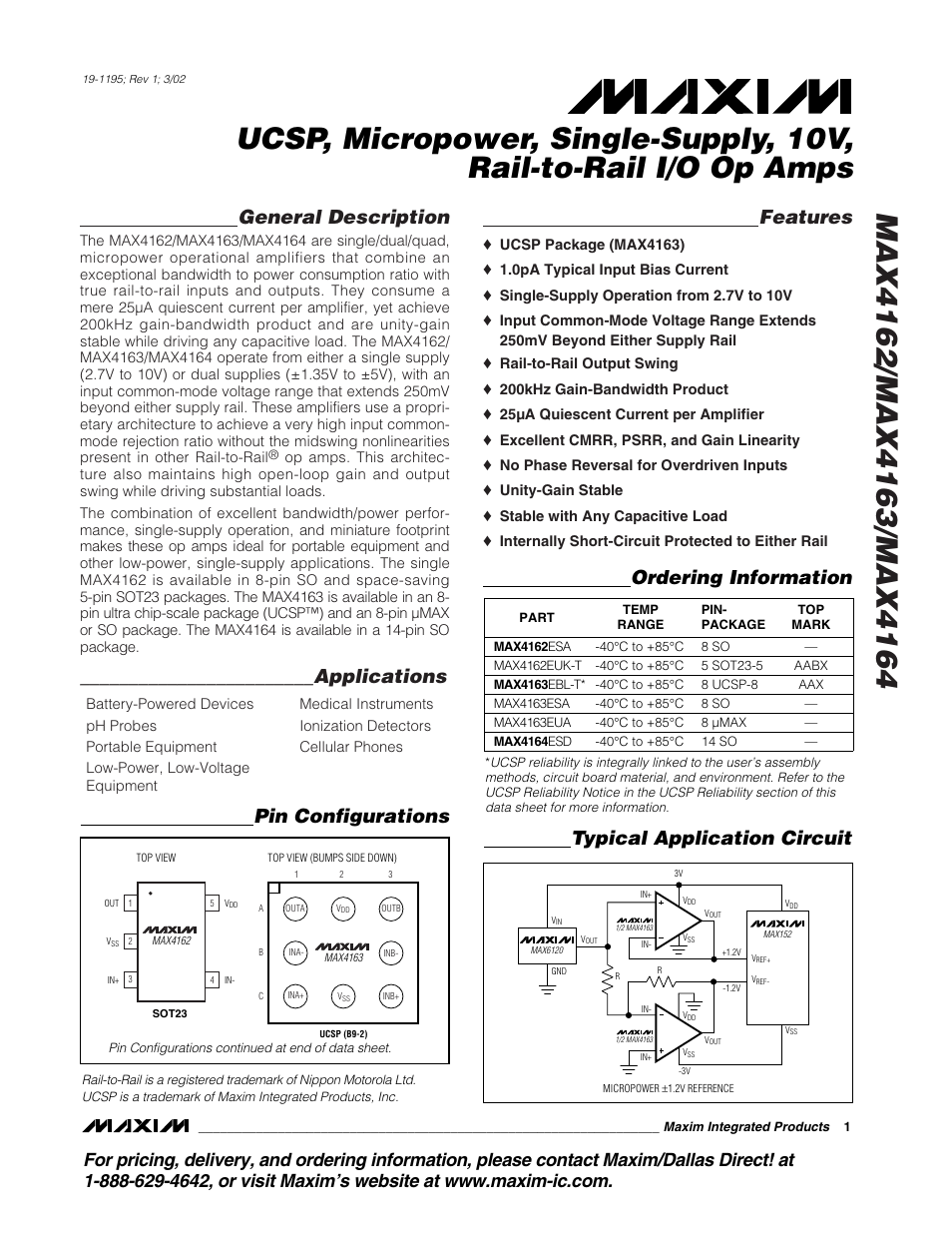 Rainbow Electronics MAX4163 User Manual | 14 pages
