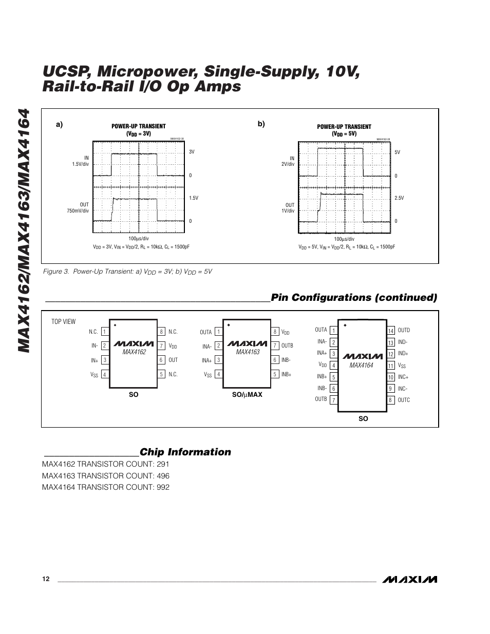 Pin configurations (continued), Chip information | Rainbow Electronics MAX4163 User Manual | Page 12 / 14