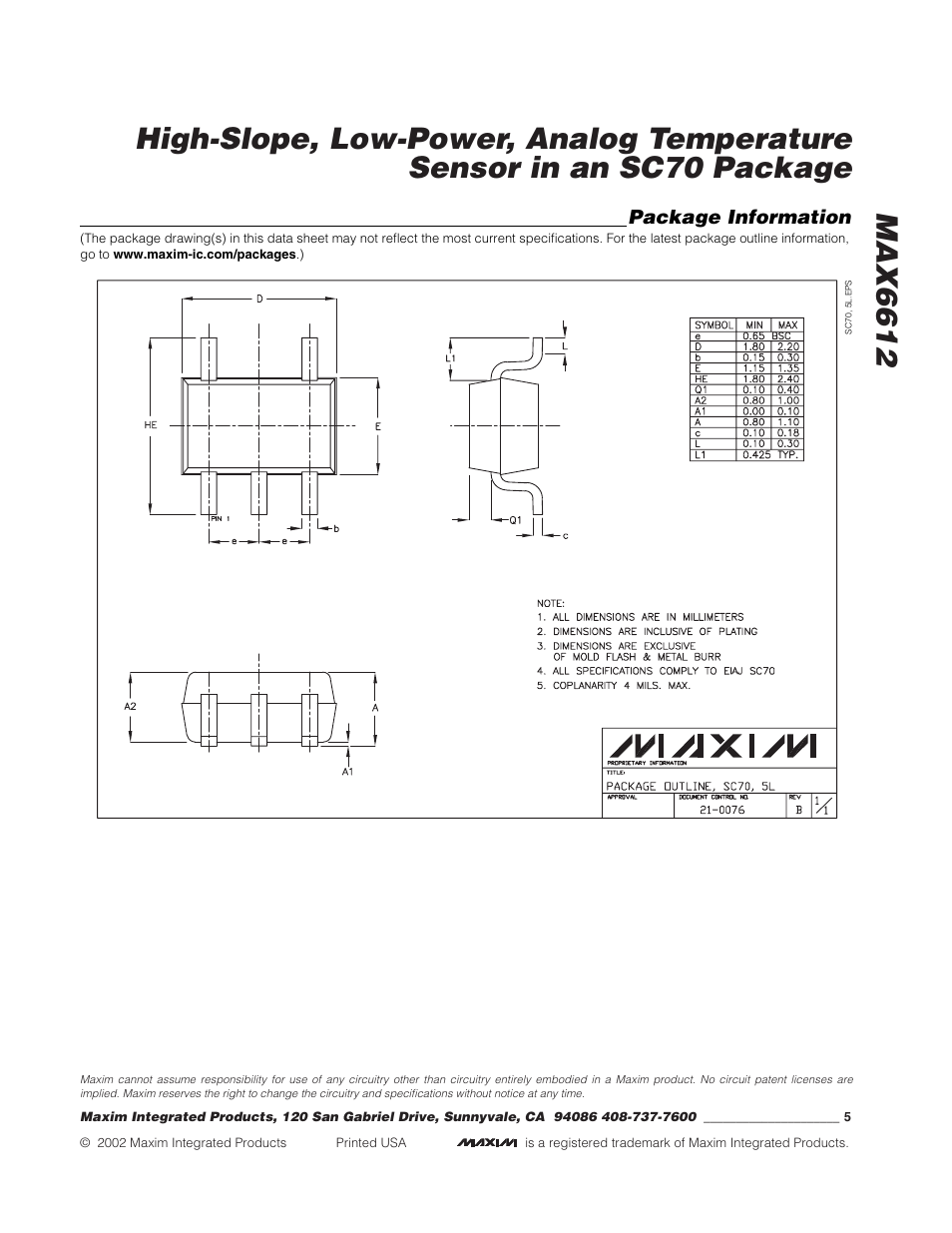 Rainbow Electronics MAX6612 User Manual | Page 5 / 5