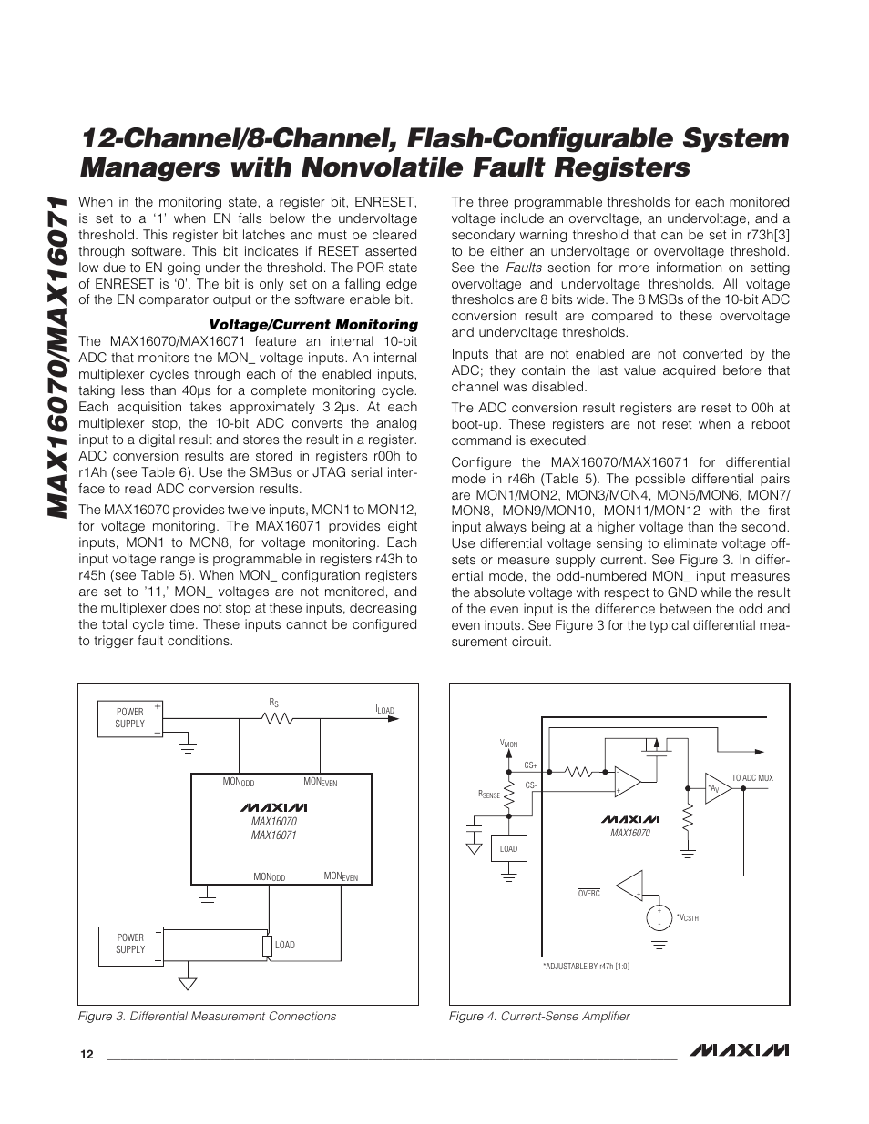 Voltage/current monitoring | Rainbow Electronics MAX16071 User Manual | Page 12 / 51