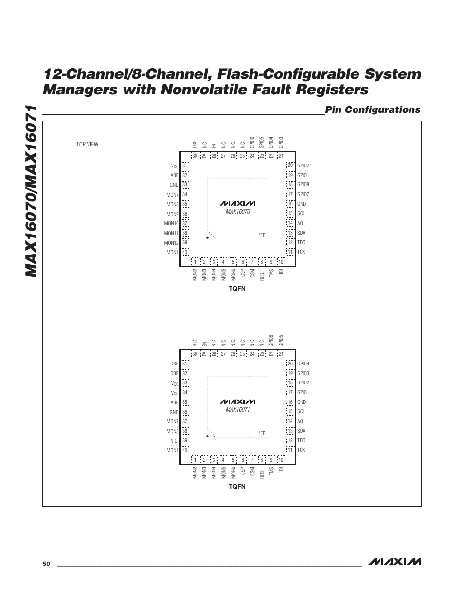 Pin configurations | Rainbow Electronics MAX16071 User Manual | Page 50 / 51