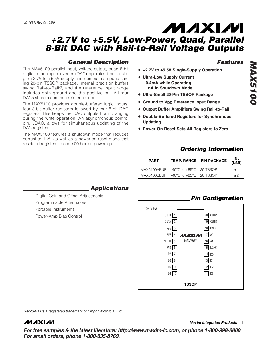 Rainbow Electronics MAX5100 User Manual | 8 pages