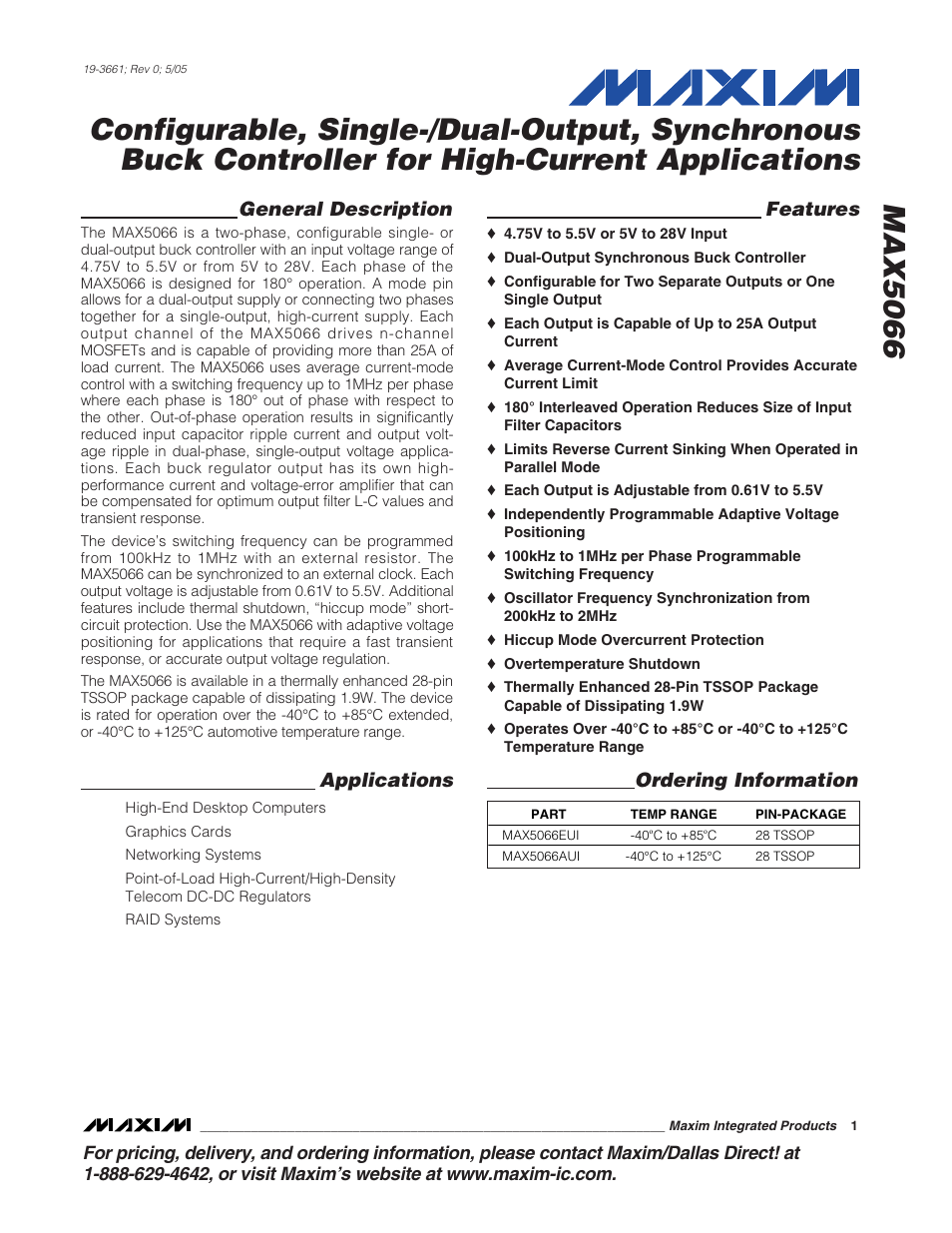 Rainbow Electronics MAX5066 User Manual | 22 pages