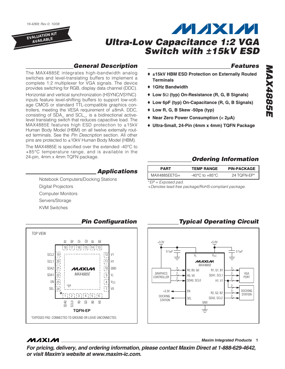 Rainbow Electronics MAX4885E User Manual | 10 pages