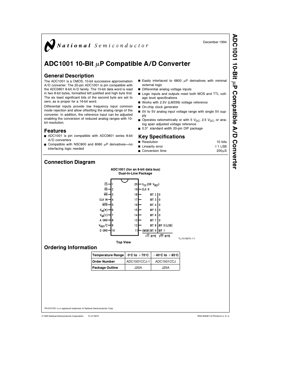 Rainbow Electronics ADC1001 User Manual | 8 pages
