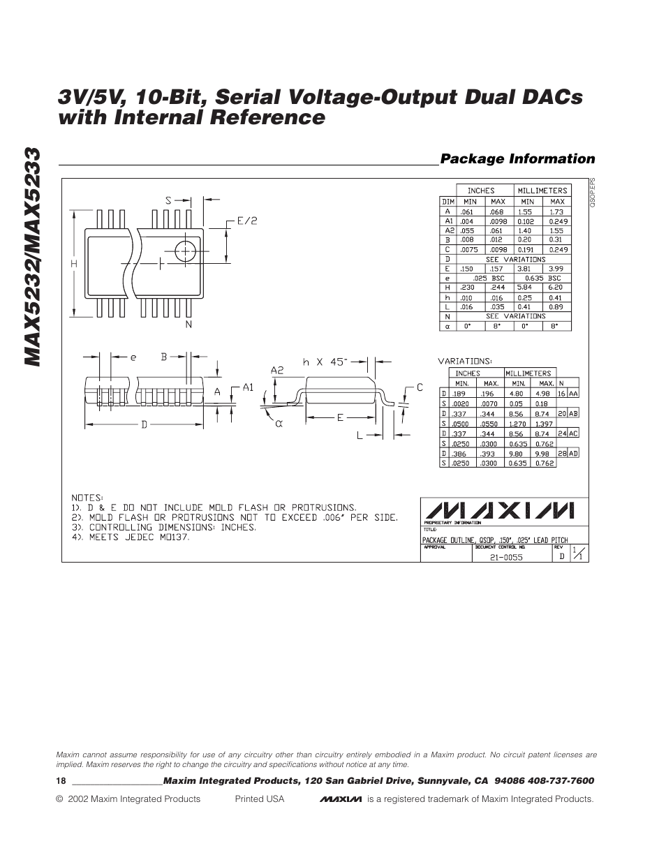 Rainbow Electronics MAX5233 User Manual | Page 18 / 18