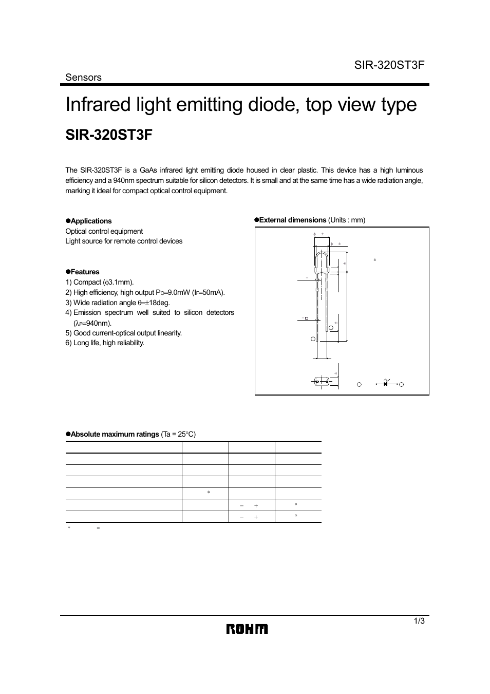 Rainbow Electronics SIR-320ST3F User Manual | 3 pages