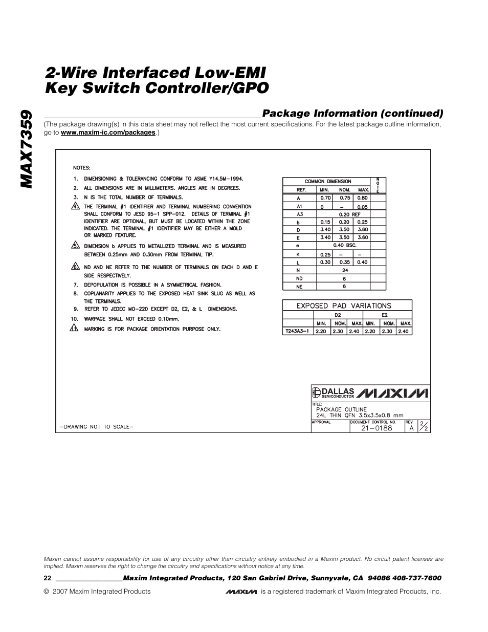 Rainbow Electronics MAX7359 User Manual | Page 22 / 22