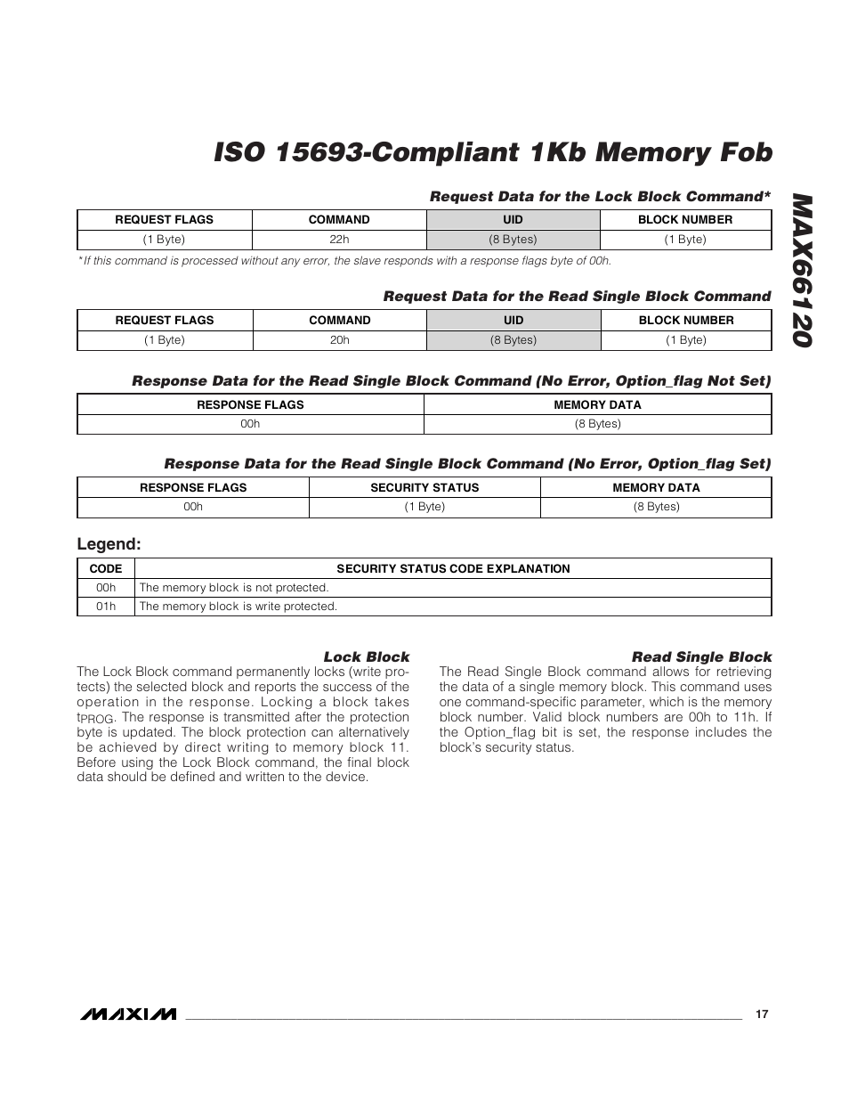 Legend | Rainbow Electronics MAX66120 User Manual | Page 17 / 24