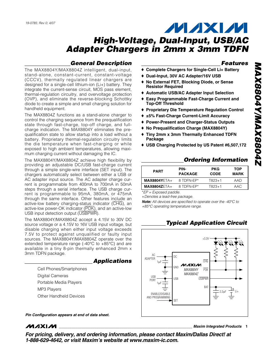 Rainbow Electronics MAX8804Z User Manual | 15 pages