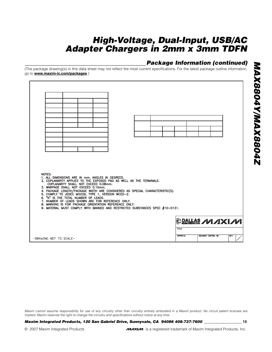 Package information (continued) | Rainbow Electronics MAX8804Z User Manual | Page 15 / 15