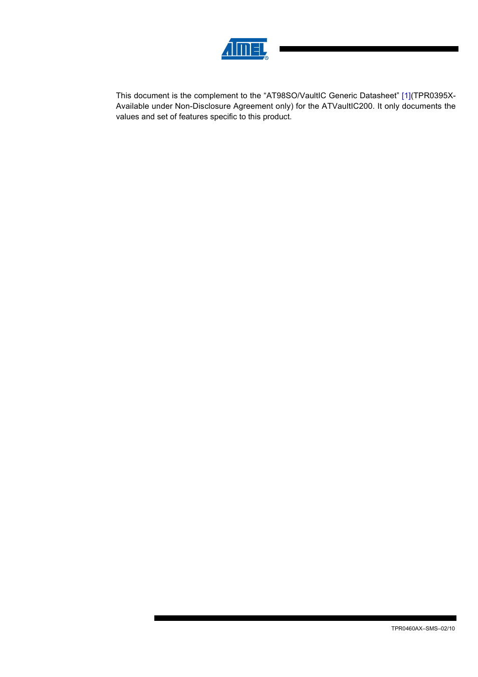 Preliminary, Atvaultic200 | Rainbow Electronics ATVaultIC200 User Manual | Page 2 / 26