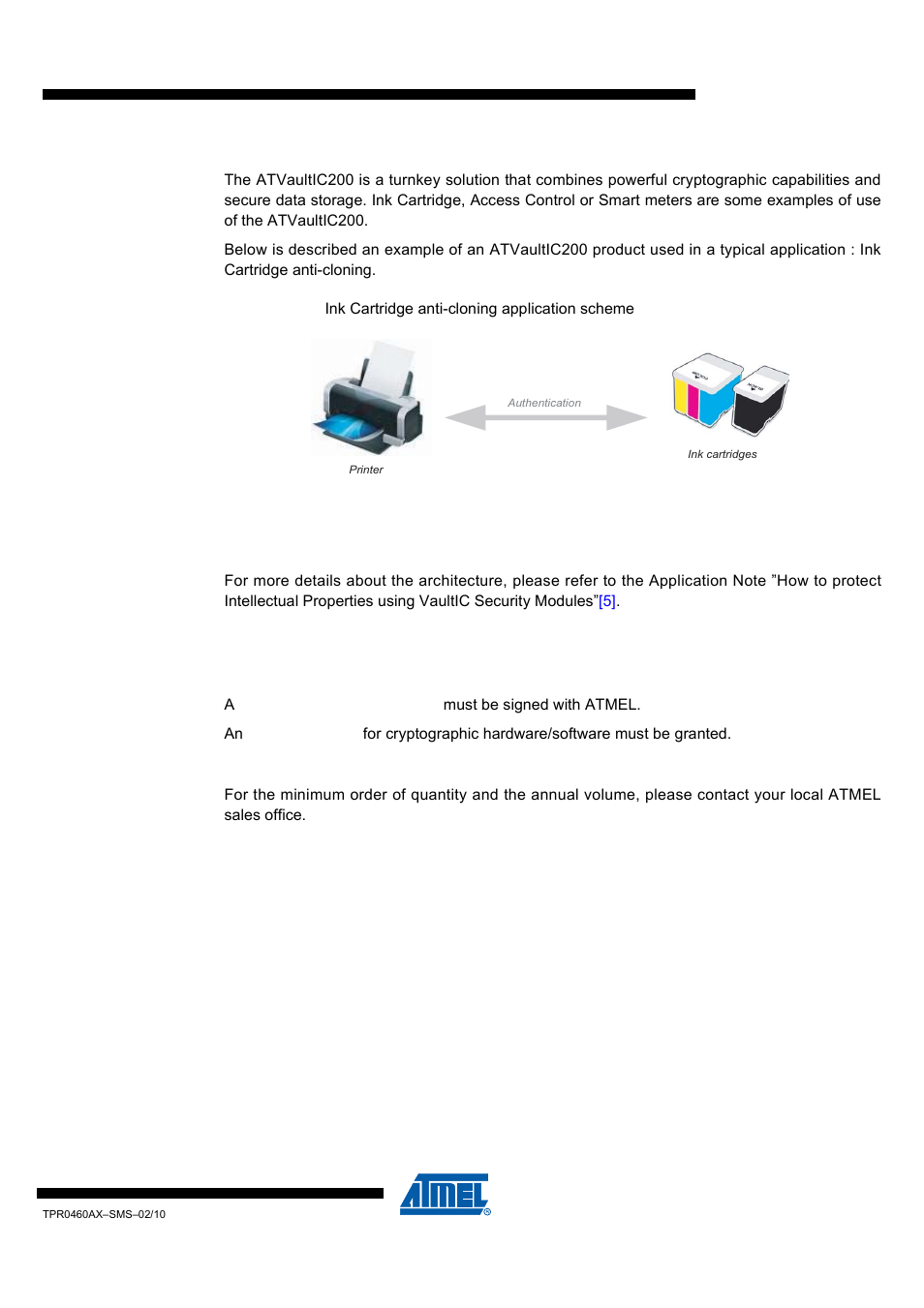 5 typical application, 6 ordering information, 1 legal | 2 quotation and volume, Atvaultic200 | Rainbow Electronics ATVaultIC200 User Manual | Page 5 / 26