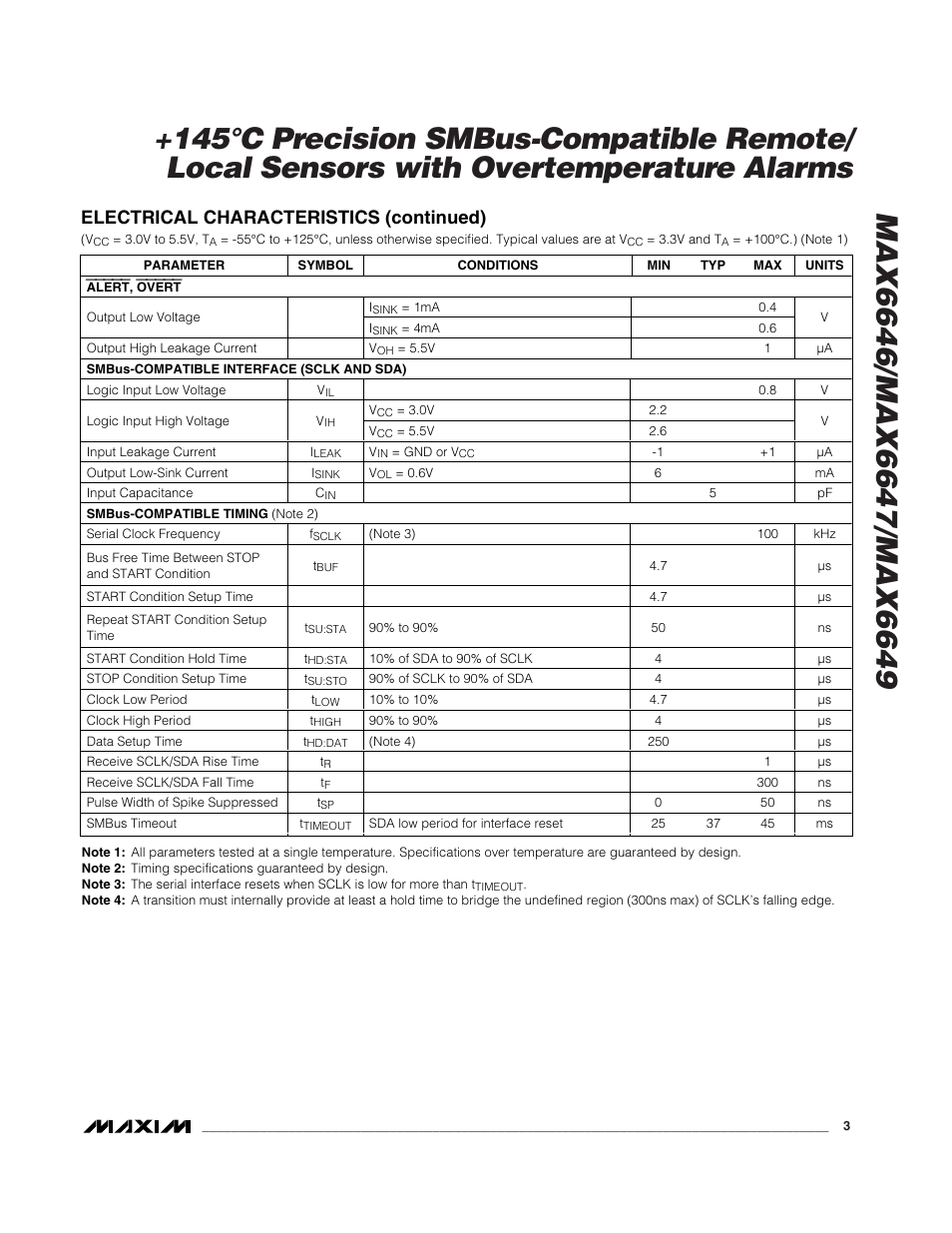 Electrical characteristics (continued) | Rainbow Electronics MAX6649 User Manual | Page 3 / 16