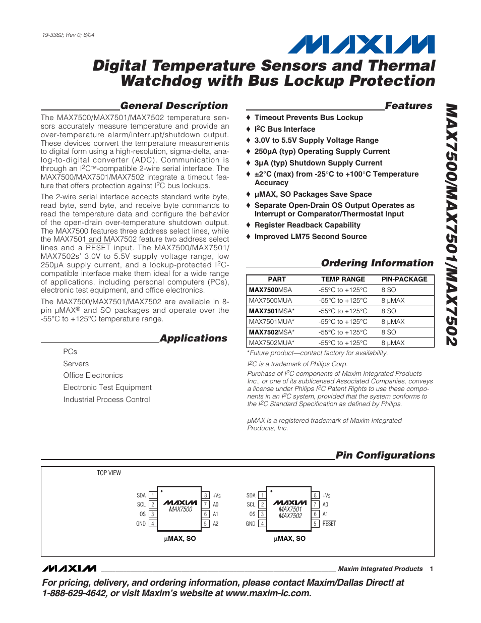 Rainbow Electronics MAX7502 User Manual | 13 pages