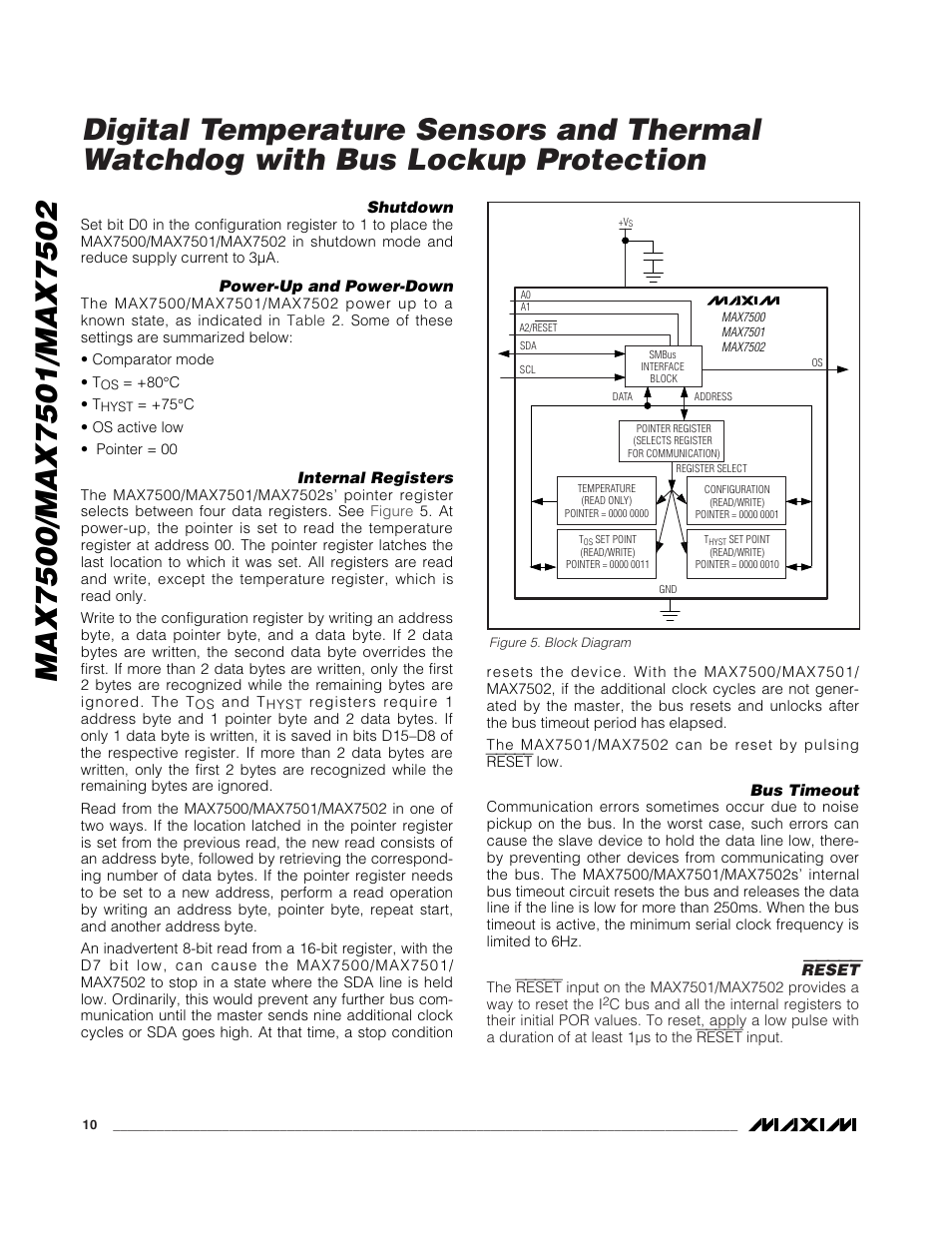 Reset | Rainbow Electronics MAX7502 User Manual | Page 10 / 13