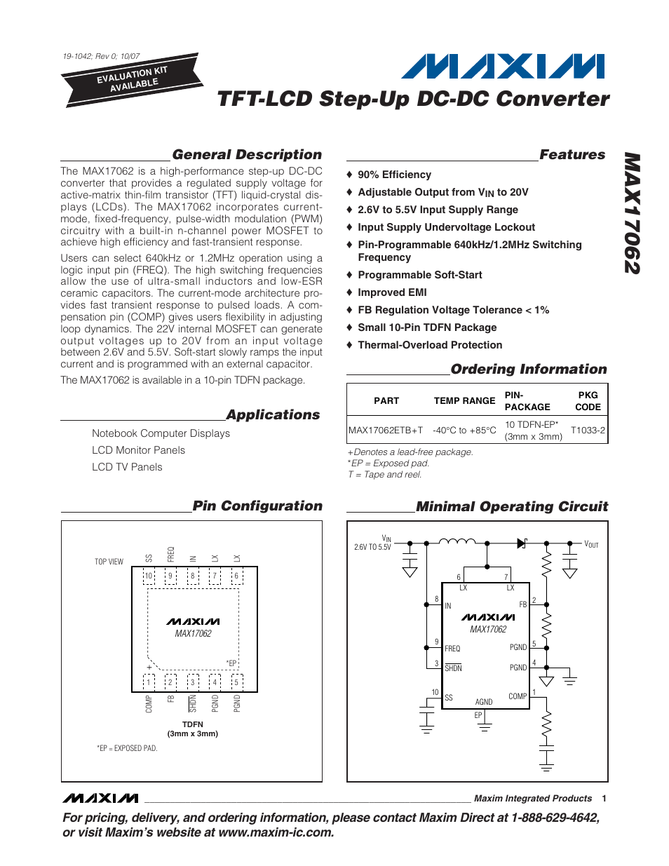 Rainbow Electronics MAX17062 User Manual | 14 pages