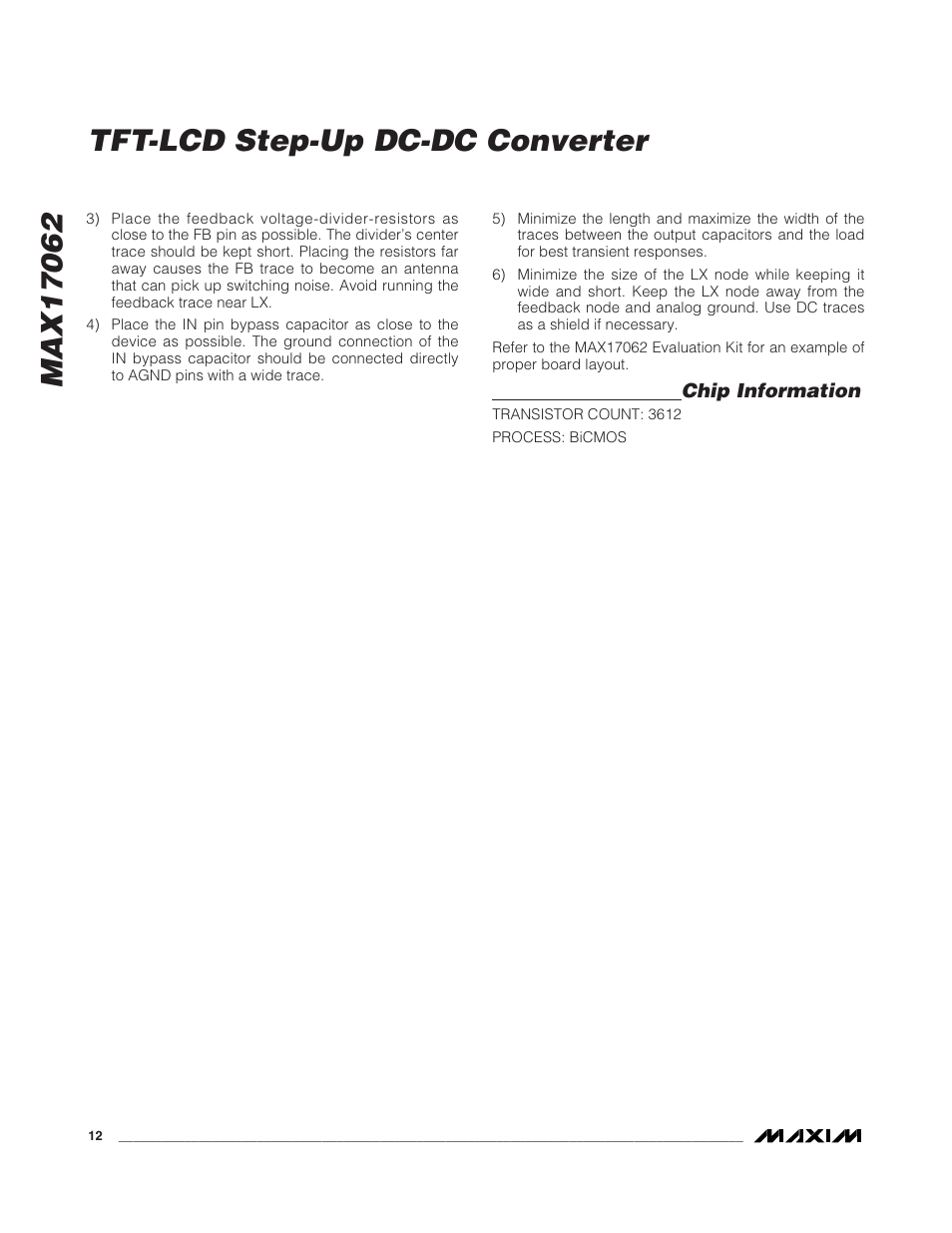 Tft-lcd step-up dc-dc converter | Rainbow Electronics MAX17062 User Manual | Page 12 / 14