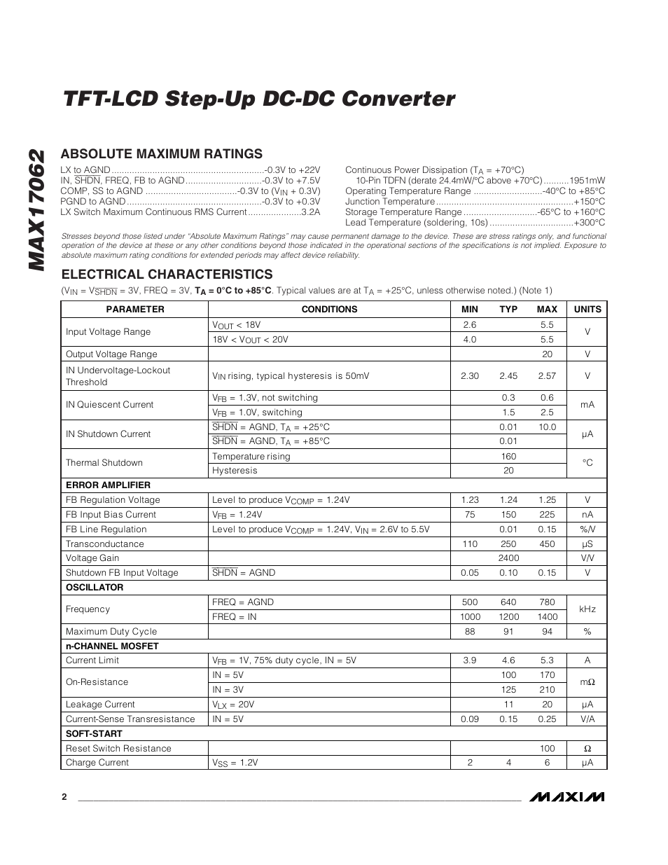 Rainbow Electronics MAX17062 User Manual | Page 2 / 14