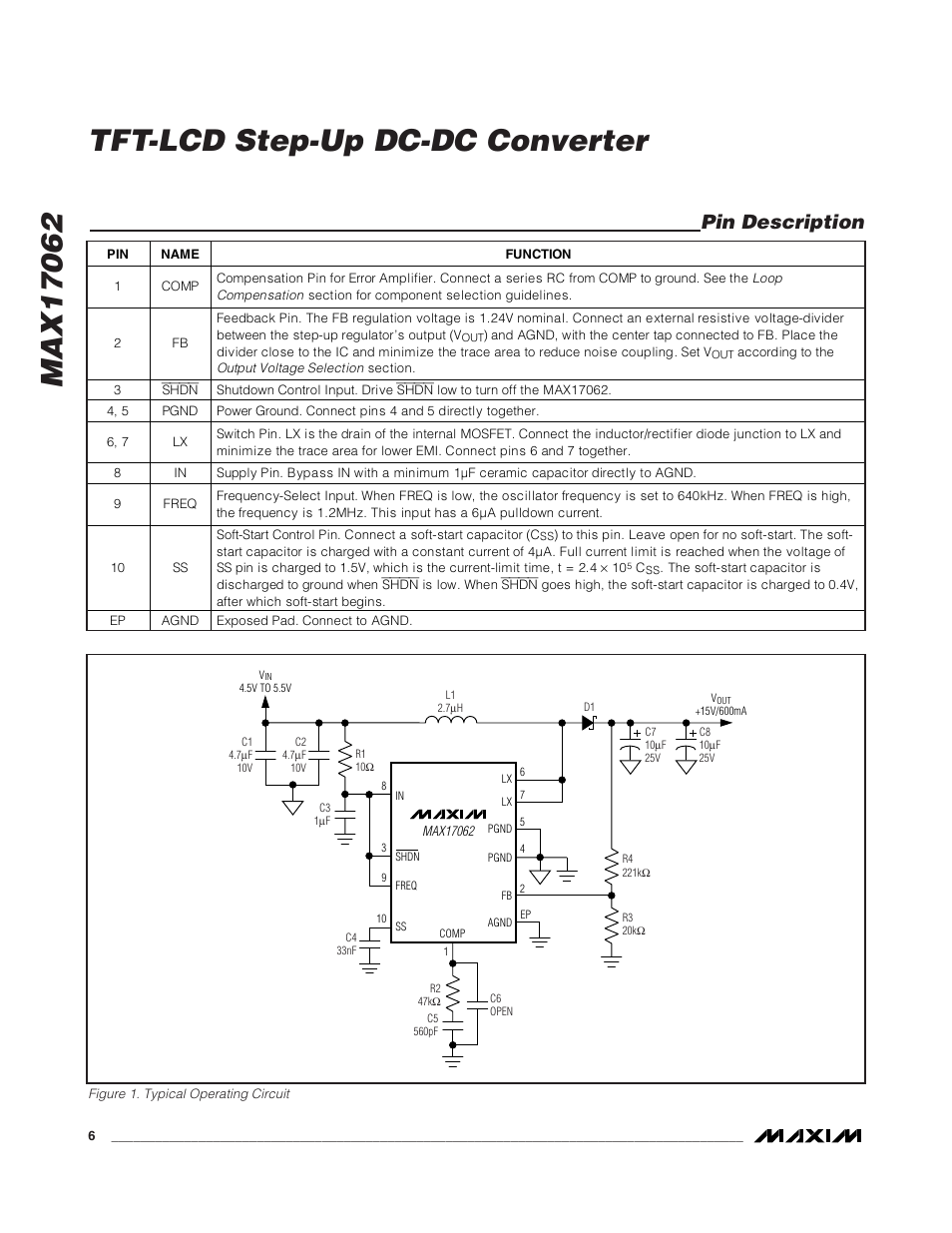Pin description | Rainbow Electronics MAX17062 User Manual | Page 6 / 14