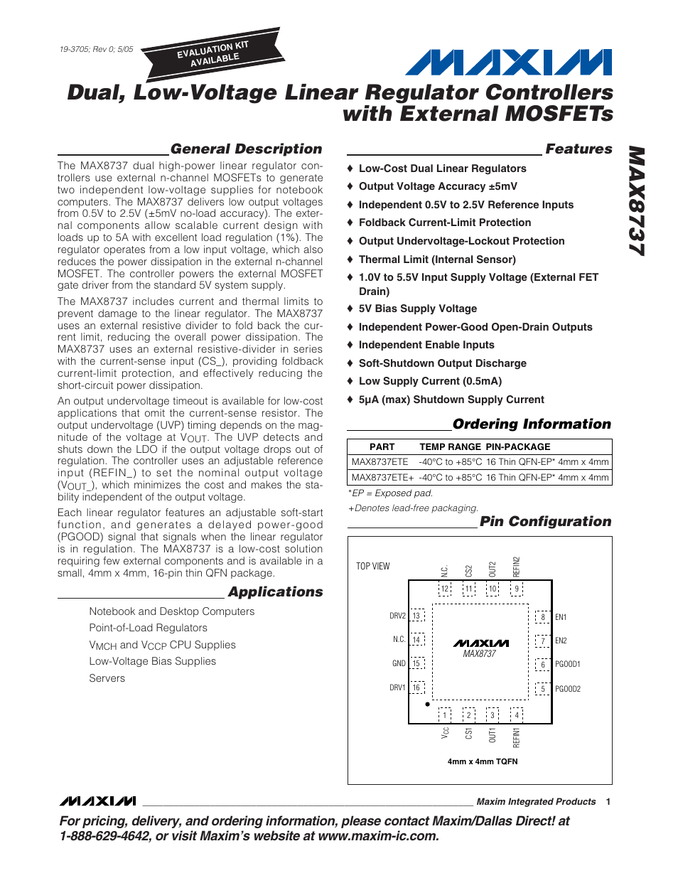 Rainbow Electronics MAX8737 User Manual | 15 pages