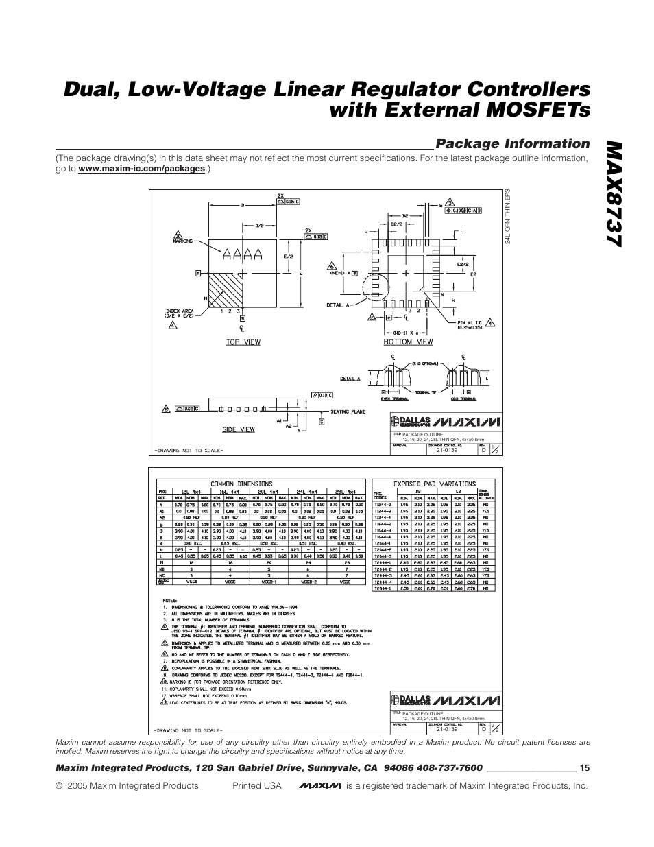 Package information | Rainbow Electronics MAX8737 User Manual | Page 15 / 15