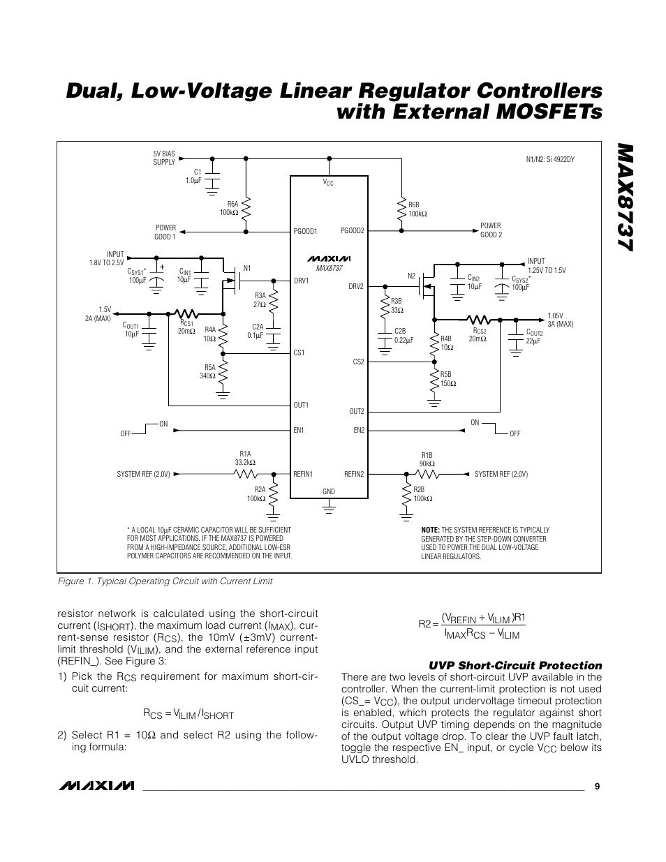 Uvp short-circuit protection | Rainbow Electronics MAX8737 User Manual | Page 9 / 15