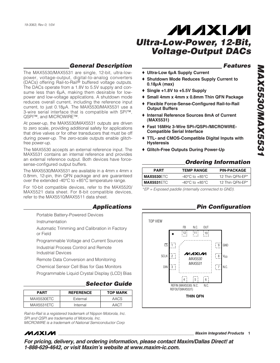 Rainbow Electronics MAX5531 User Manual | 19 pages