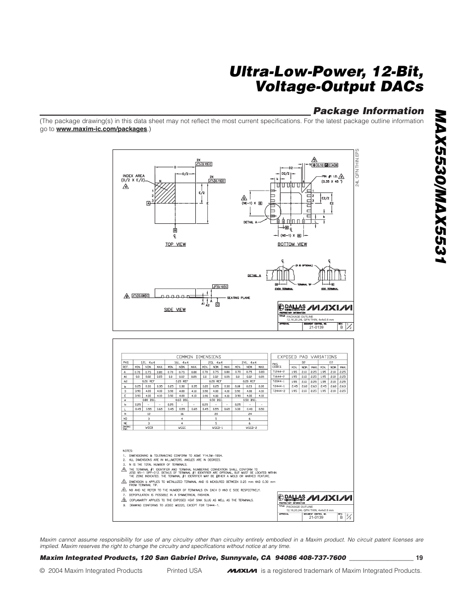 Package information | Rainbow Electronics MAX5531 User Manual | Page 19 / 19