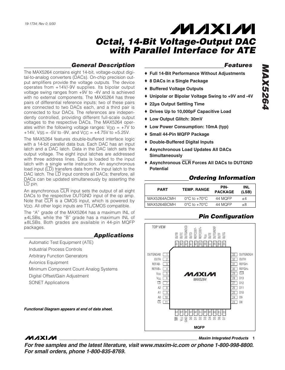 Rainbow Electronics MAX5264 User Manual | 16 pages