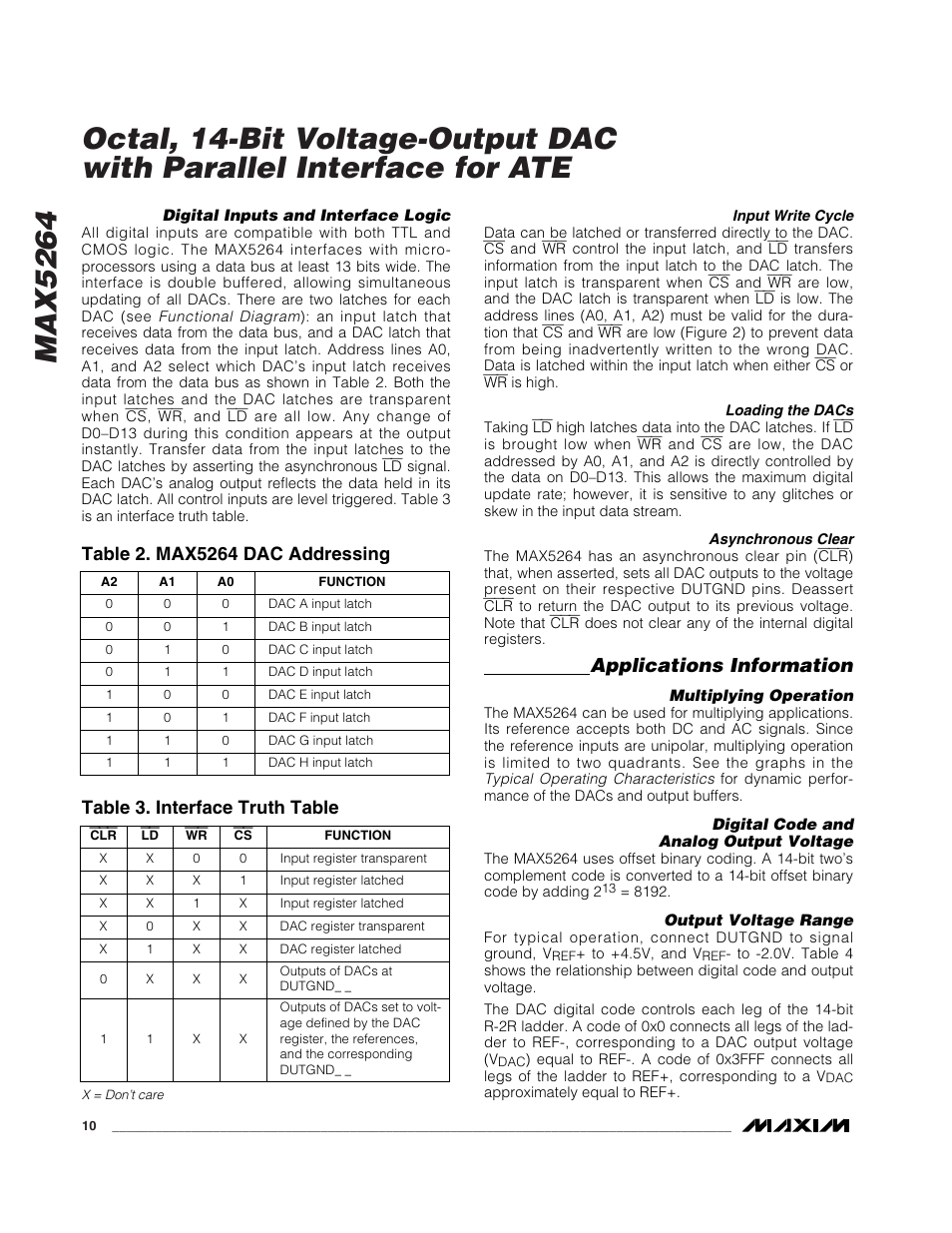 Applications information | Rainbow Electronics MAX5264 User Manual | Page 10 / 16