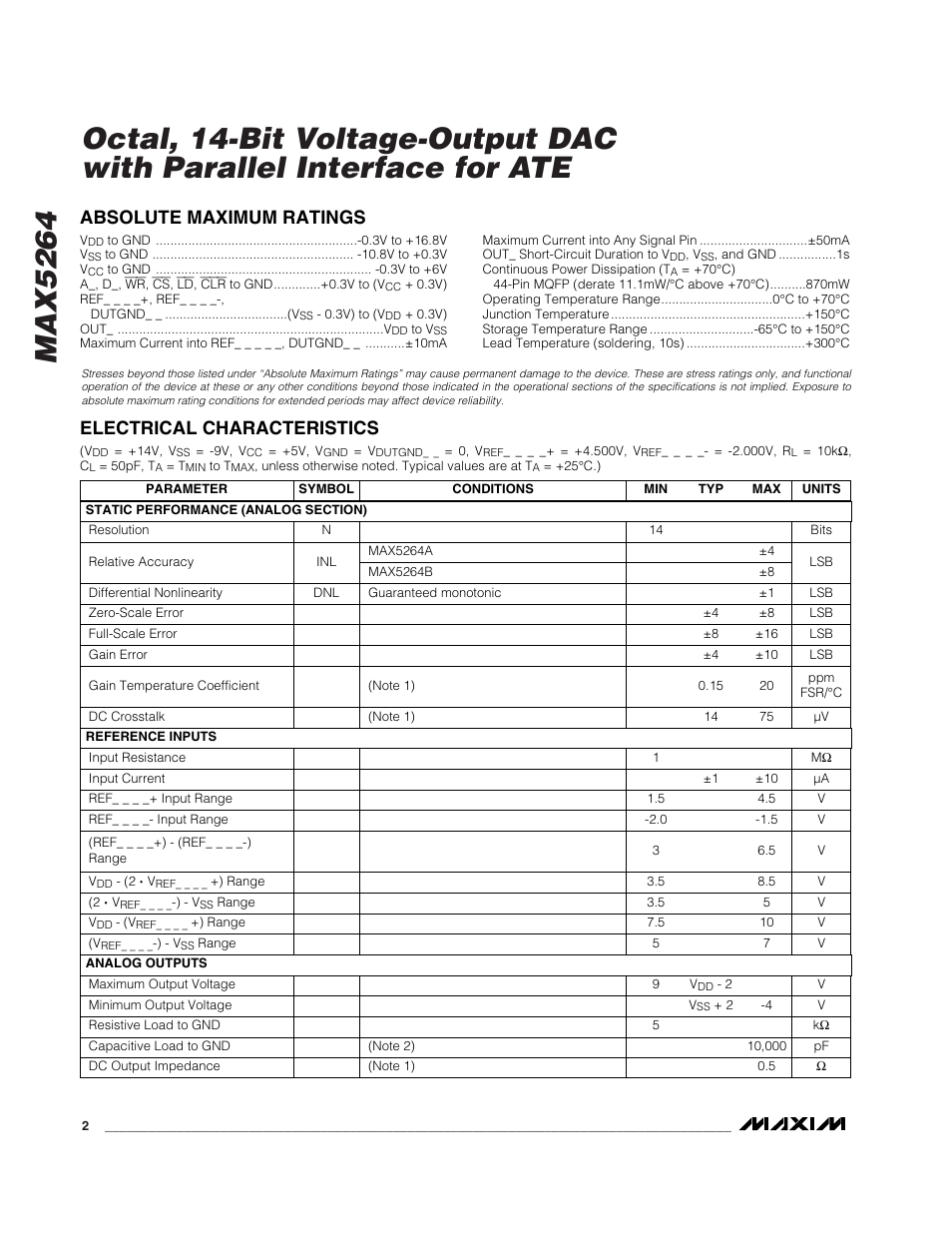 Rainbow Electronics MAX5264 User Manual | Page 2 / 16