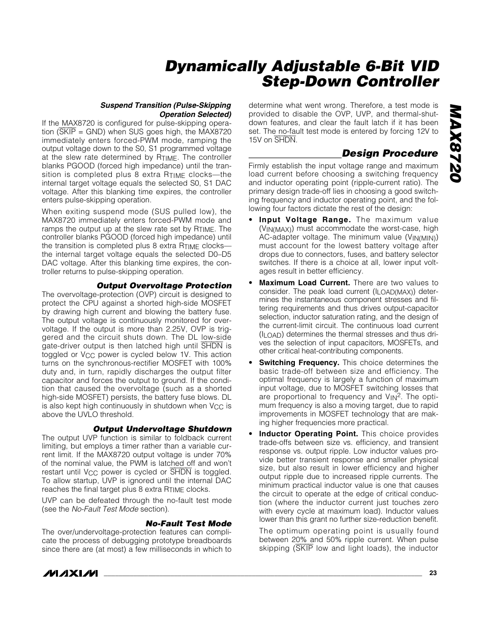 Design procedure | Rainbow Electronics MAX8720 User Manual | Page 23 / 31