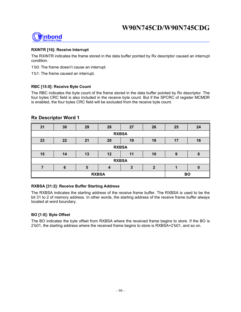 Rainbow Electronics W90N745CDG User Manual | Page 101 / 420