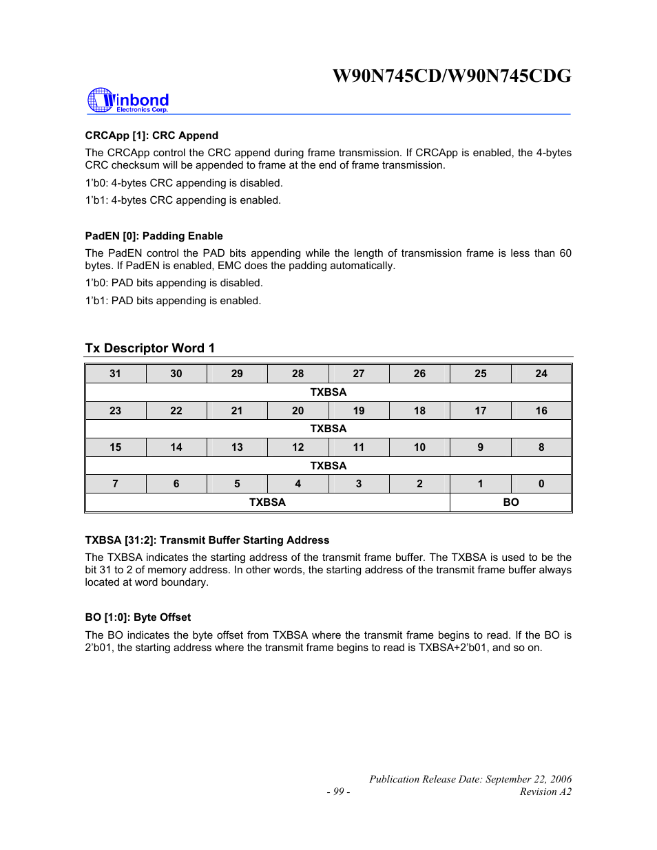 Rainbow Electronics W90N745CDG User Manual | Page 104 / 420