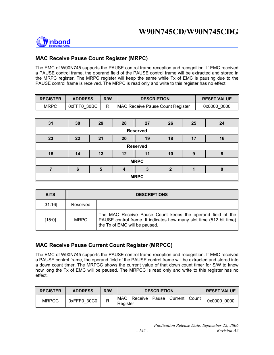 Rainbow Electronics W90N745CDG User Manual | Page 150 / 420